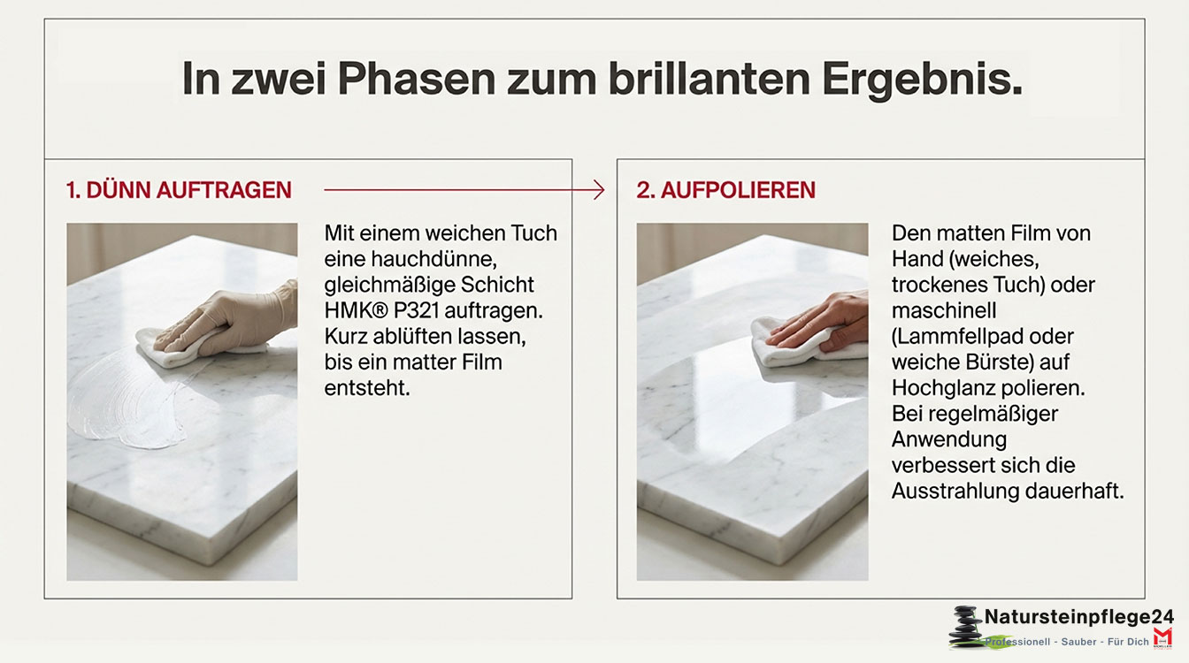 Glanzauffrischung mit HMK P321 Granit und Marmorpolitur